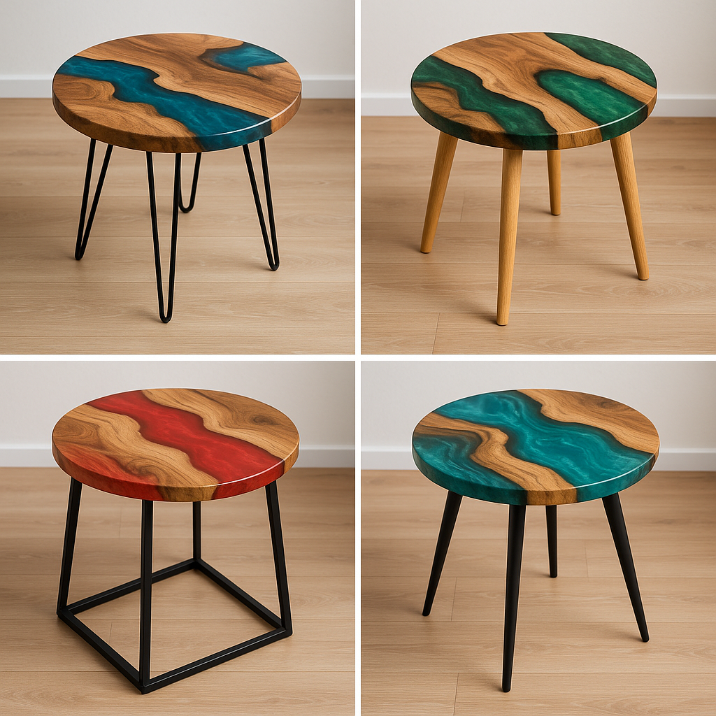 Handgefertigter Epoxidharz-Beistelltisch – individuelles Design-Unikat