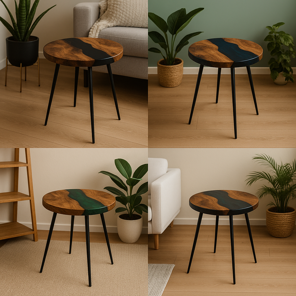 Handgefertigter Epoxidharz-Beistelltisch – individuelles Design-Unikat