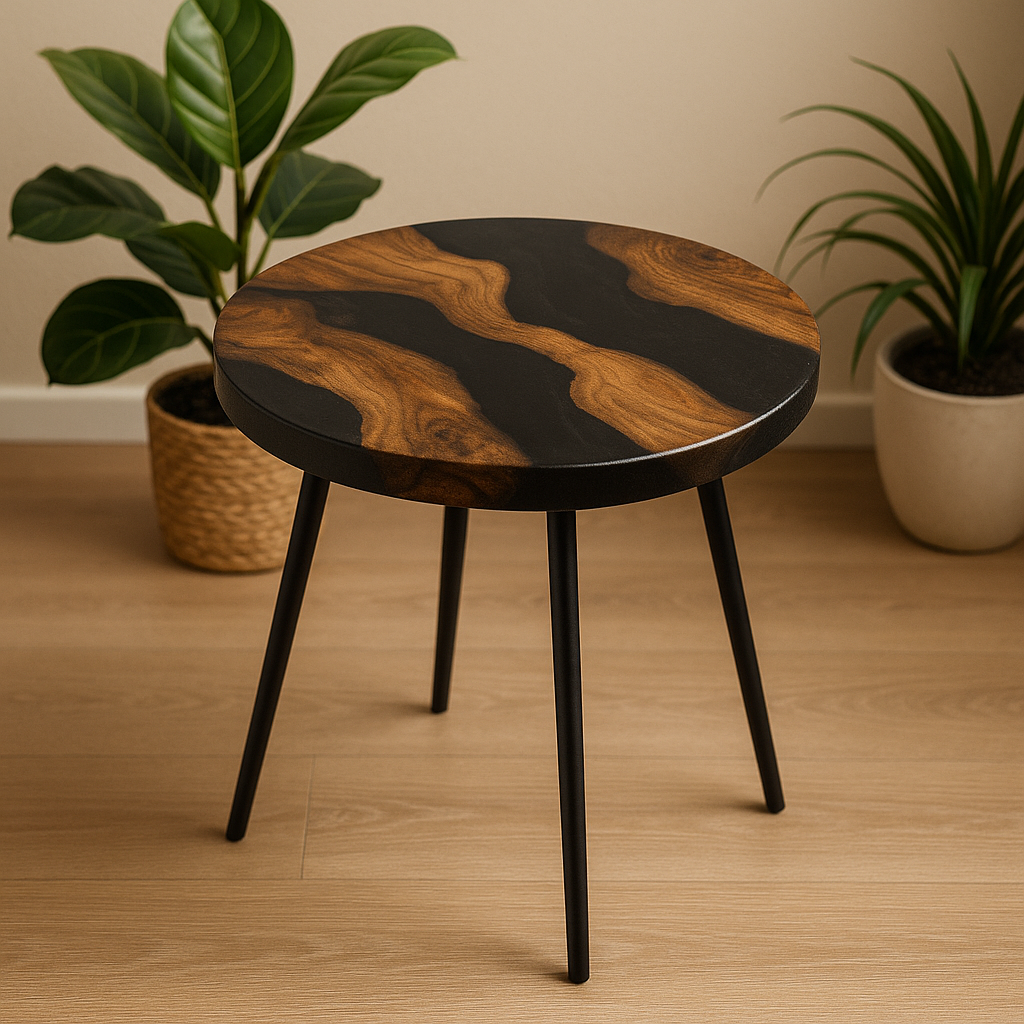 Handgefertigter Epoxidharz-Beistelltisch – individuelles Design-Unikat