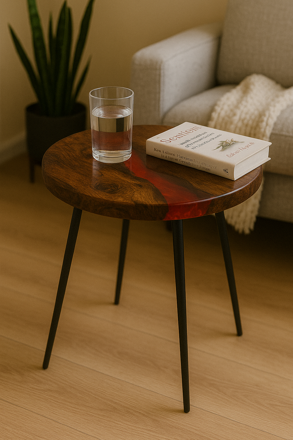 Handgefertigter Epoxidharz-Beistelltisch – individuelles Design-Unikat