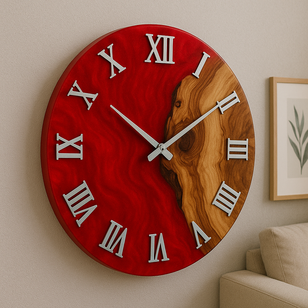 Epoxidharz Wanduhr – Handgemachtes Design aus Holz, Harz & Moos | Unikat in Wunschfarbe & Form
