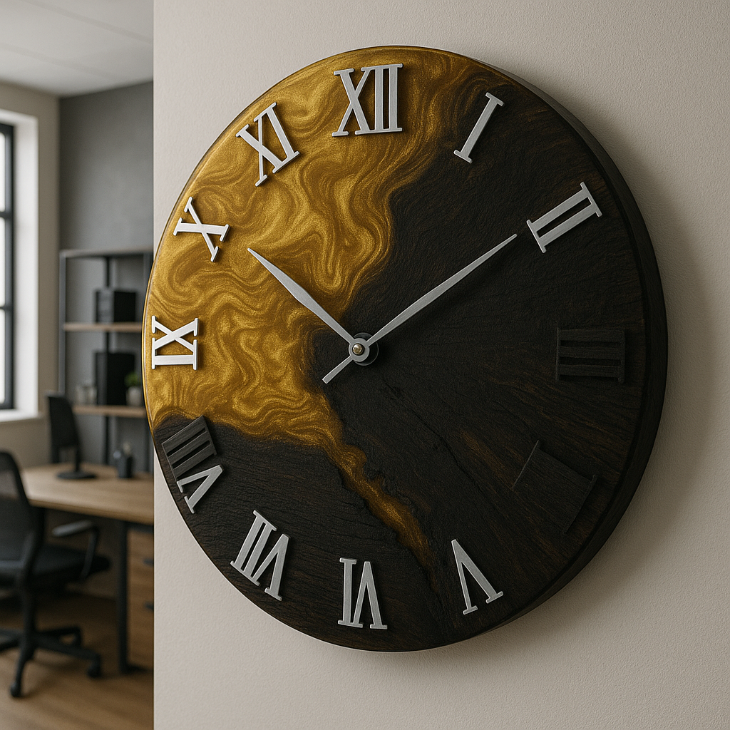 Epoxidharz Wanduhr – Handgemachtes Design aus Holz, Harz & Moos | Unikat in Wunschfarbe & Form